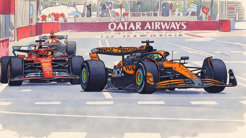 Oscar Piastri e Charles Leclerc competem no GP do Azerbaijão de Fórmula 1 em 2024 (Foto: Reprodução)