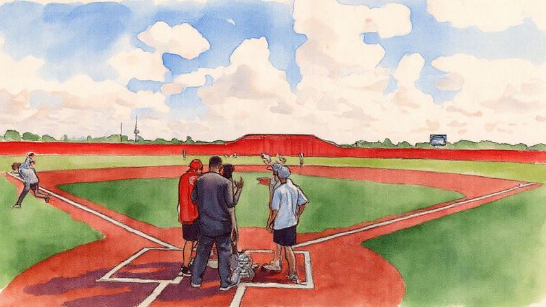 Treinador de beisebol de 27 anos foi baleado no ombro durante o jogo (Foto: Reprodução)