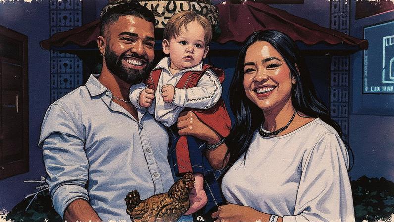 Monyque segura seu sobrinho, José Leonardo, em uma foto (Foto: Reprodução)