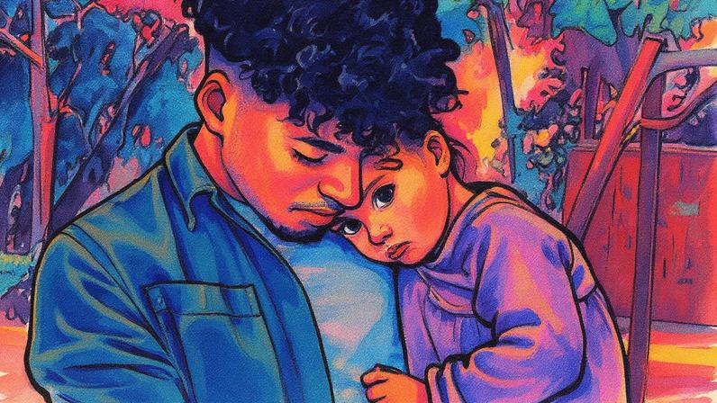 Pais abraçam crianças, proporcionando segurança e conforto em um momento de proximidade física (Foto: Reprodução)