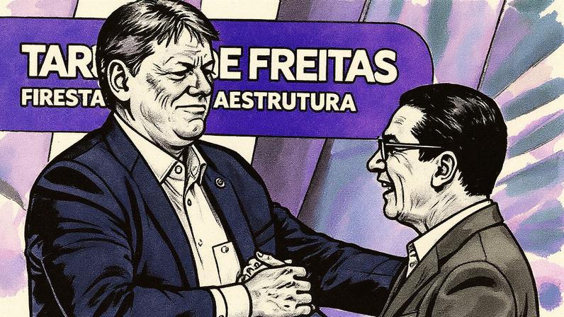 Tarcísio e o presidente do Republicanos, Marcos Pereira, posam para foto (Foto: Reprodução)