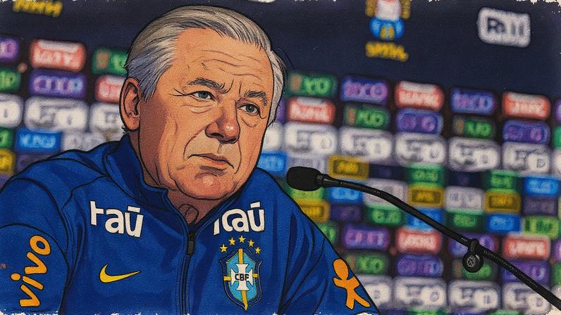 Carlo Ancelotti concede entrevista na Granja Comary, em Teresópolis (Foto: Reprodução)