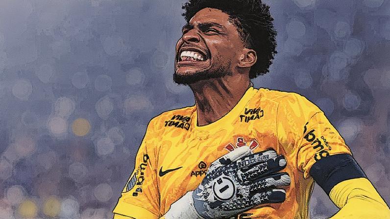 Hugo Souza comemora vitória do Corinthians sobre o Palmeiras na decisão do Campeonato Paulista (Foto: Reprodução)