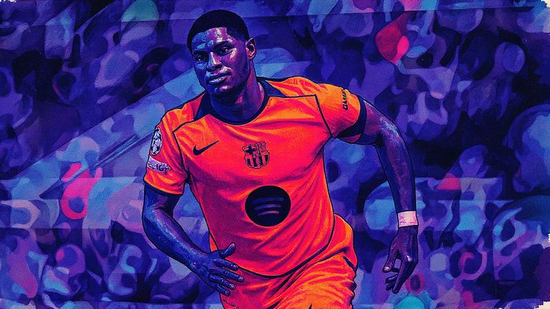 Jogador do Barcelona comemora após marcar dois gols na partida contra o Newcastle (Foto: Reprodução)