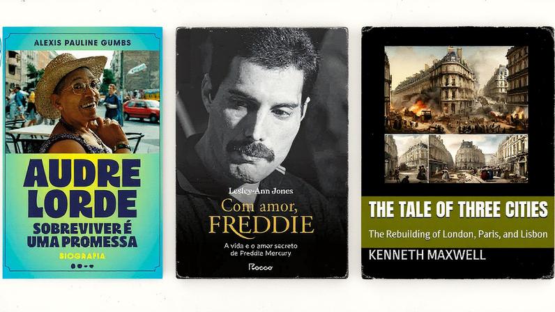 Lançamentos destacados: 'Audre Lorde: Sobreviver é uma promessa', 'Com Amor, Freddie' e 'The Tale of Three Cities: The Rebuilding of London, Paris, and Lisbon' (Foto: Reprodução)