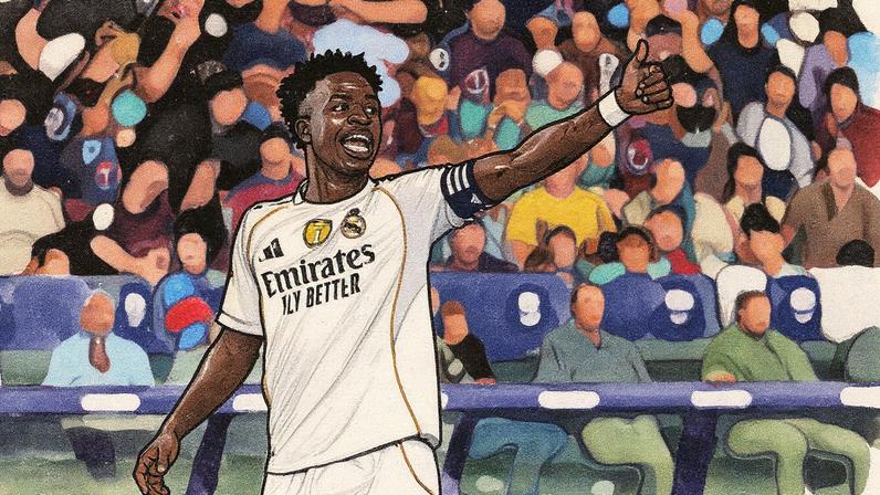 Jogador do Real Madrid Vinicius Junior em ação durante partida contra o Levante UD (Foto: Reprodução)