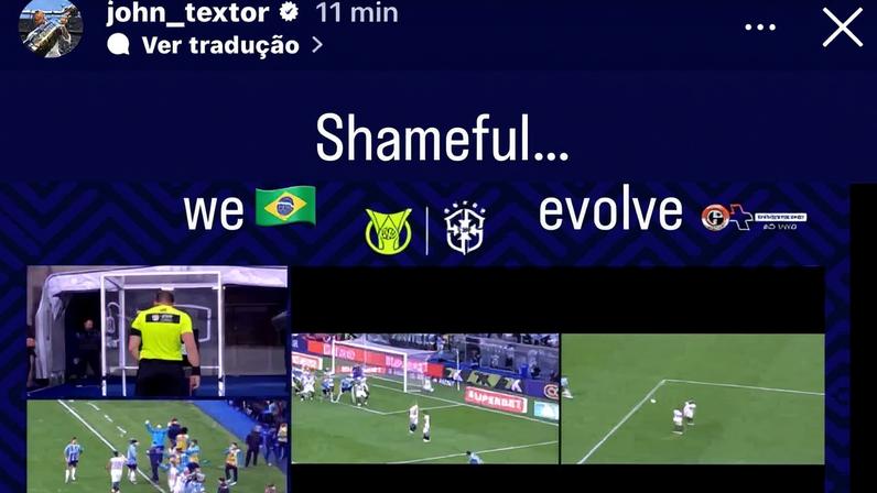 John Textor critica a arbitragem após o empate do Botafogo com o Grêmio (Foto: Reprodução)
