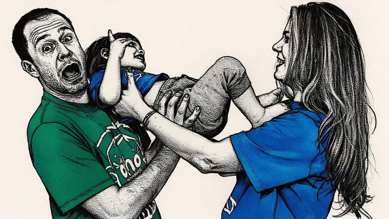 Tiago e Daiana brincam com a filha, Lua, em uma sessão de fotos (Foto: Reprodução)