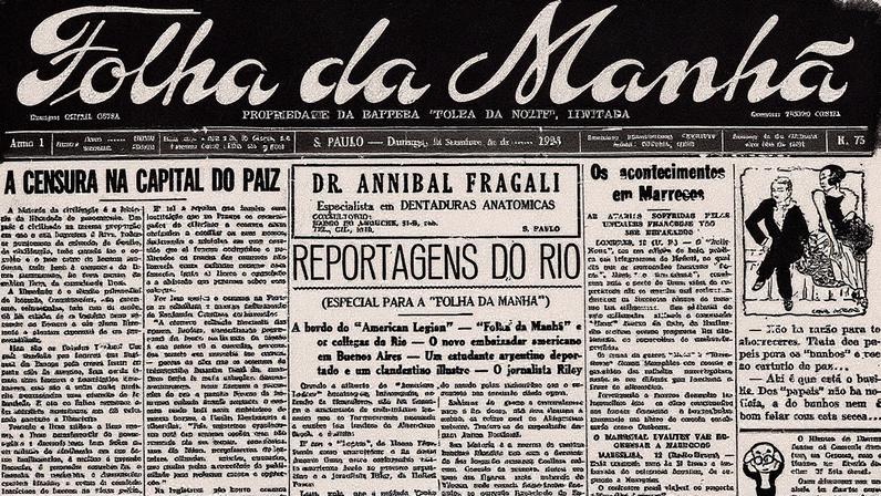 Primeira página da Folha da Manhã de 13 de setembro de 1925 (Foto: Reprodução)