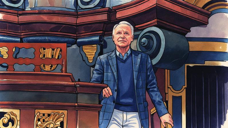 Dan Brown durante a coletiva de imprensa do lançamento de 'O segredo final' em Praga (Foto: Reprodução)