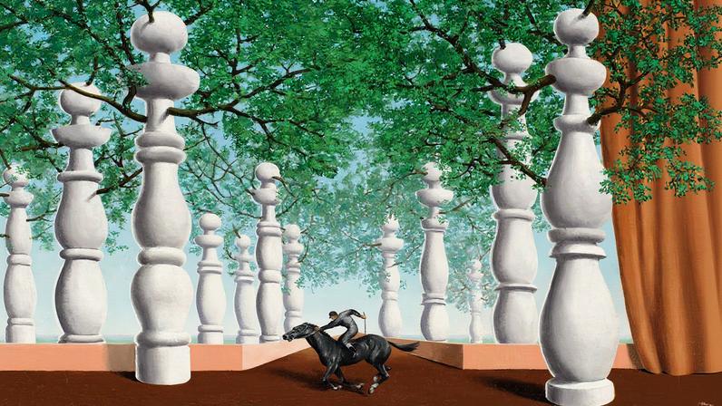 Pintura de Magritte intitulada 'Le Jockey perdu', de 1942, pertencente à coleção de Matthew e Kay Bucksbaum (Foto: Reprodução)