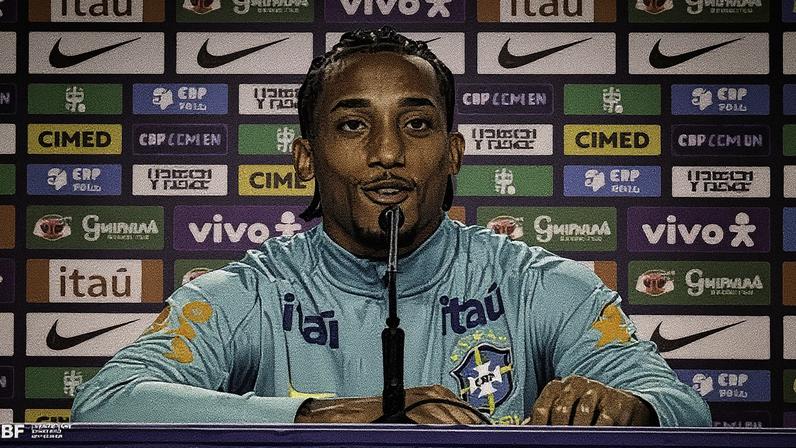 João Pedro concede coletiva de imprensa na Granja Comary, sede da Seleção Brasileira (Foto: Reprodução)