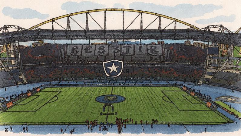 Mosaico da torcida do Botafogo no Estádio Nilton Santos (Foto: Reprodução)