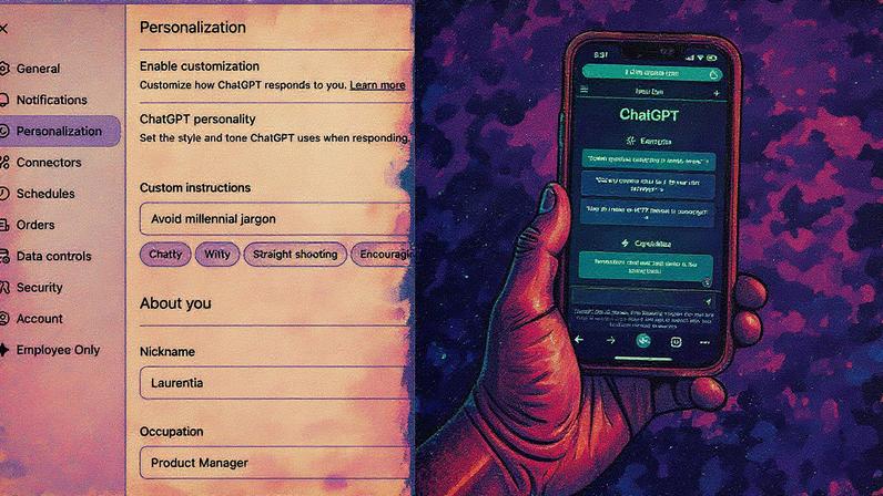 Montagem do anúncio ao lado do aplicativo do ChatGPT em um celular (Foto: Reprodução)