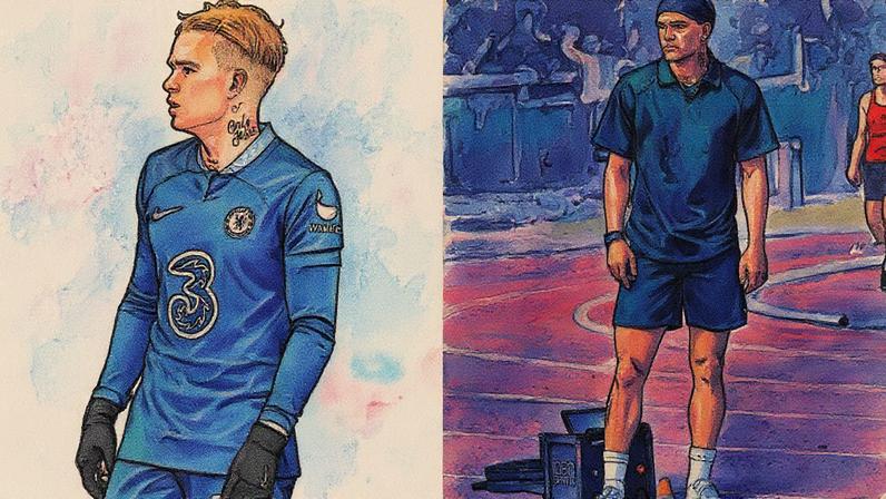 Jogador do Chelsea, Mykhailo Mudryk, realiza testes em pistas de corrida (Foto: Reprodução)