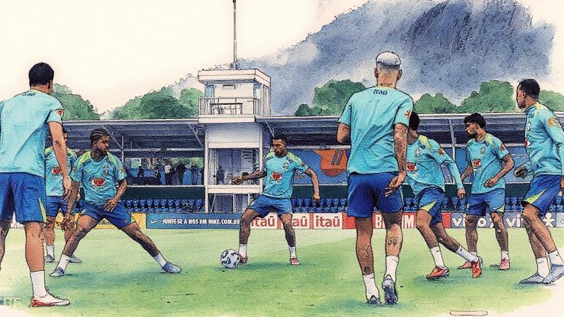 Treino da seleção brasileira na Granja Comary (Foto: Reprodução)