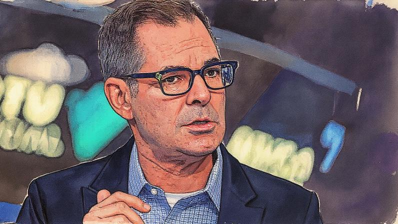 Michael Intrator, cofundador e CEO da CoreWeave Inc., durante entrevista na Bolsa de Valores de Nova York (NYSE) (Foto: Reprodução)