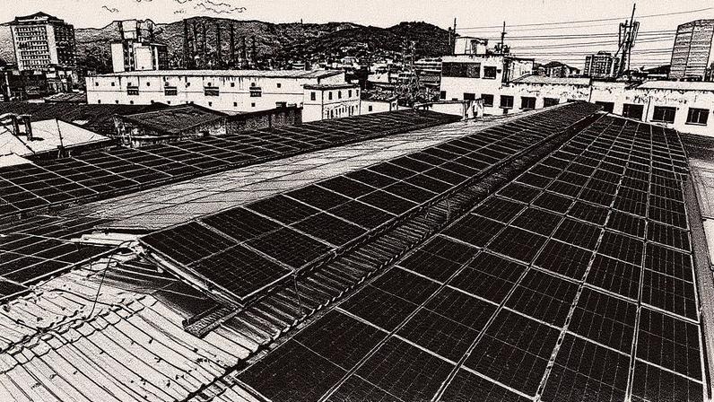 Placas de energia solar instaladas em uma área urbana no Rio de Janeiro (Foto: Reprodução)