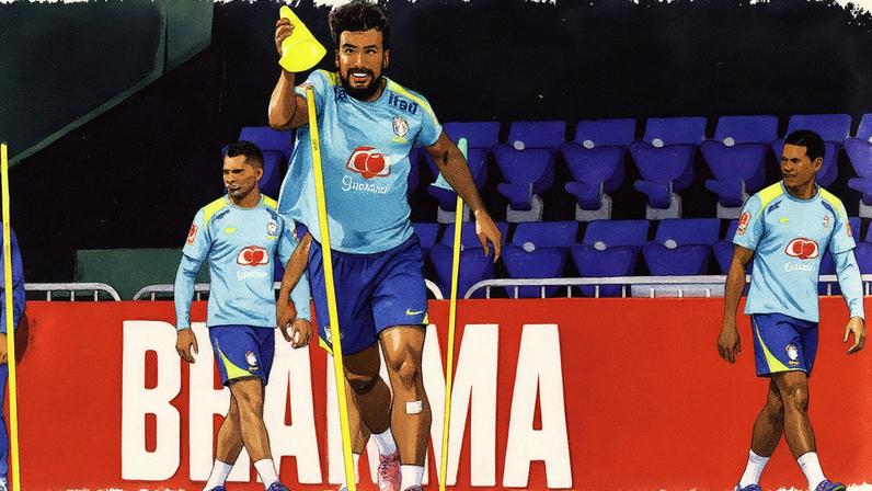 Jogador em treino da seleção nacional (Foto: Reprodução)