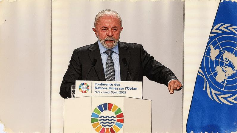 Presidente Lula discursa na abertura da 3ª Conferência da ONU sobre Oceanos em Nice, França (Foto: Reprodução)