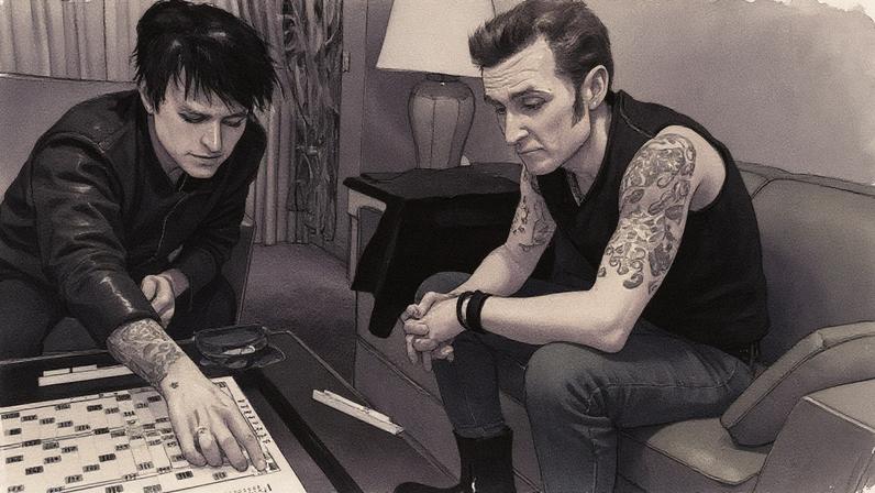 Billie Joe, vocalista do Green Day, e Mike Dirnt, baixista da banda, posam para a foto (Foto: Reprodução)