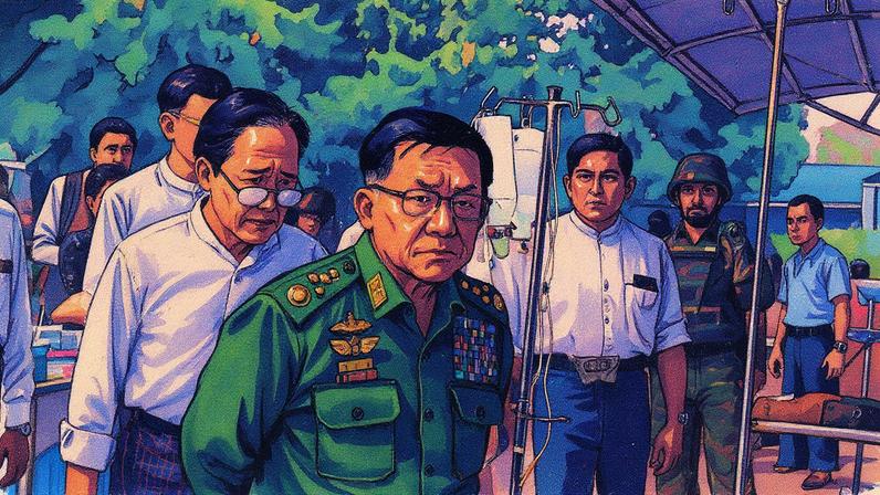 Chefe da junta militar de Mianmar, Min Aung Hlaing, é acusado por grupo armado de atacar escola (Foto: Reprodução)