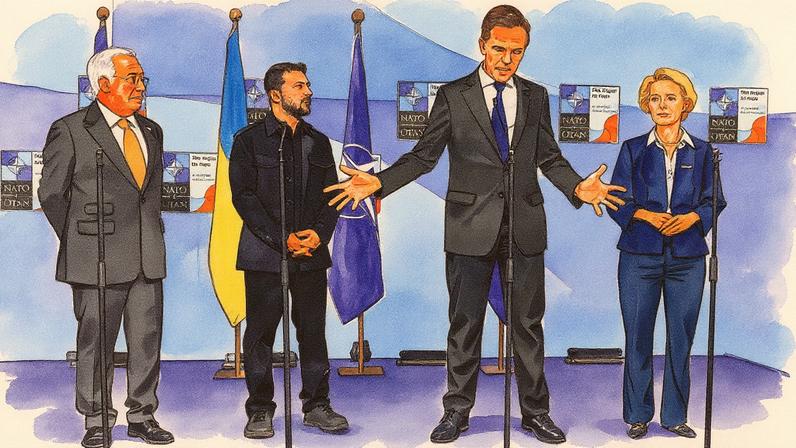 Líderes políticos durante a Cúpula da OTAN em Haia, Países Baixos, em 24 de junho (Foto: Reprodução)