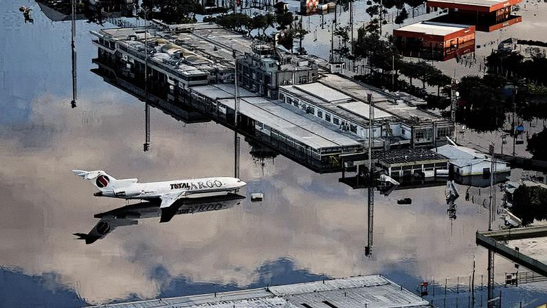 Aeroporto Internacional Salgado Filho em Porto Alegre inundado (Foto: Reprodução)