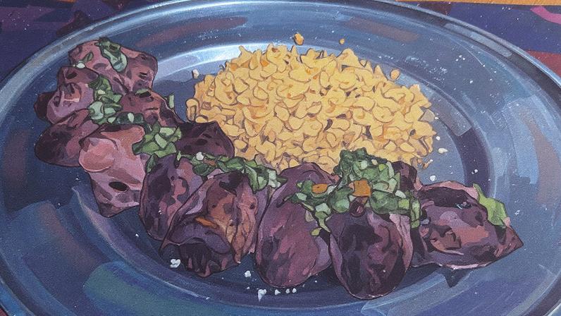 Coração do Brasa Jurema acompanhado de farofa panko (Foto: Reprodução)