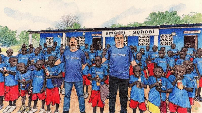 Pastores Marcos Correa e Elias Caetano na Umodzi School da Missão Mãos Estendidas (Foto: Reprodução)