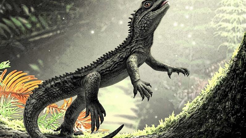 Reconstrução artística de uma espécie de réptil que viveu há 245 milhões de anos (Foto: Reprodução)