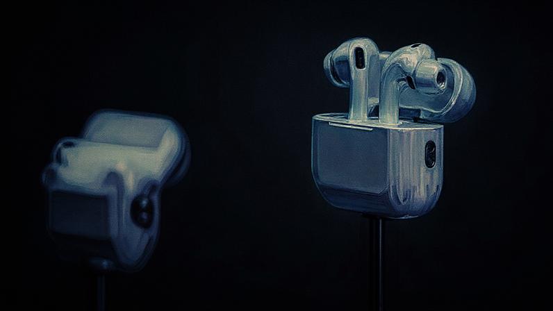 Modelos dos Apple AirPods Pro 3 expostos durante evento da Apple no Teatro Steve Jobs, em Cupertino, Califórnia (Foto: Reprodução)