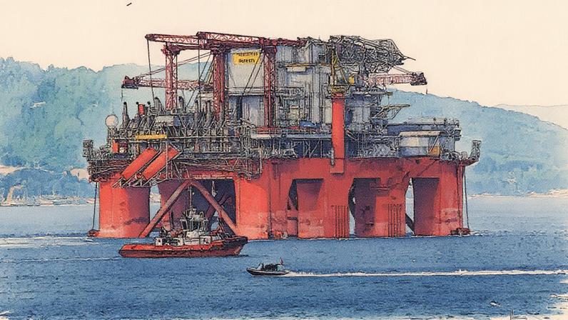 Plataforma de petróleo Transocean Barents passa pelo Estreito de Canakkale, com o tráfego de embarcações suspenso em ambas as direções (Foto: Reprodução)