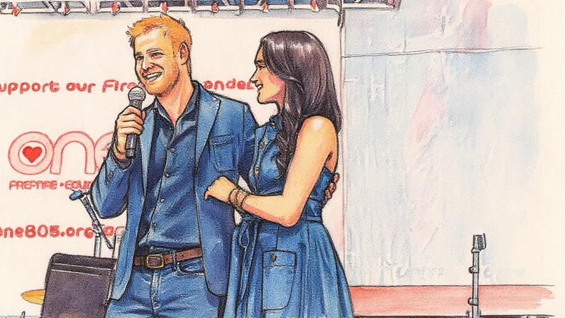 Harry e Meghan participam de um evento beneficente na Califórnia (Foto: Reprodução)