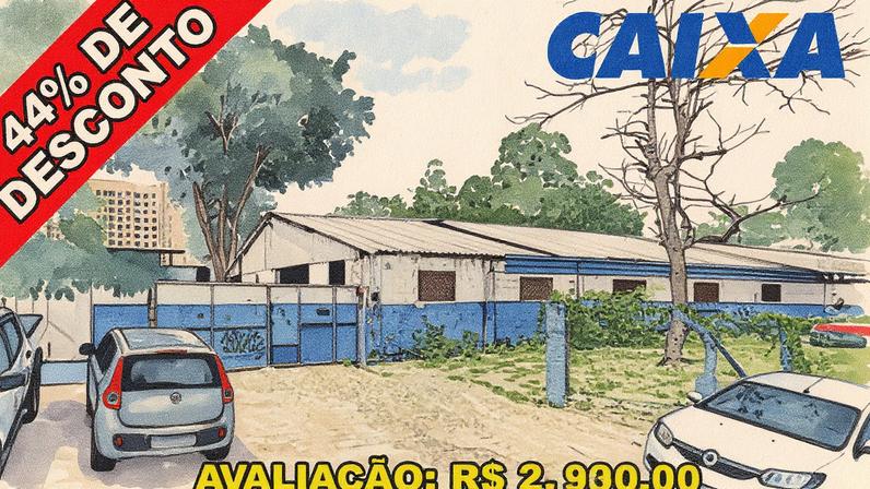 Galpão em Nova Iguaçu com 1.189,07 m² disponível em leilão com lance inicial de 1,6 milhão (Foto: Reprodução)
