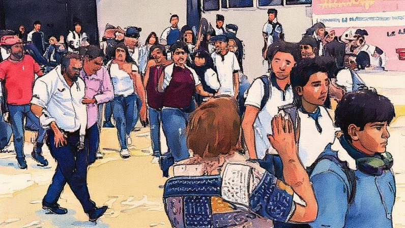 Grupo de pessoas se envolvem em uma briga em um ambiente escolar (Foto: Reprodução)