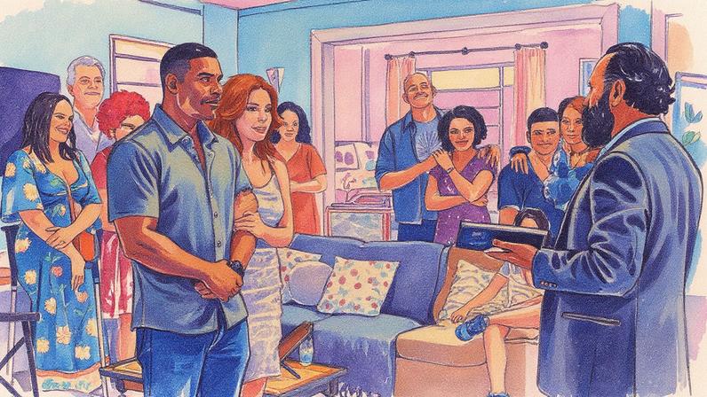 Marlon e Kami aparecem em um momento de noivado na novela 'Dona de mim' (Foto: Reprodução)