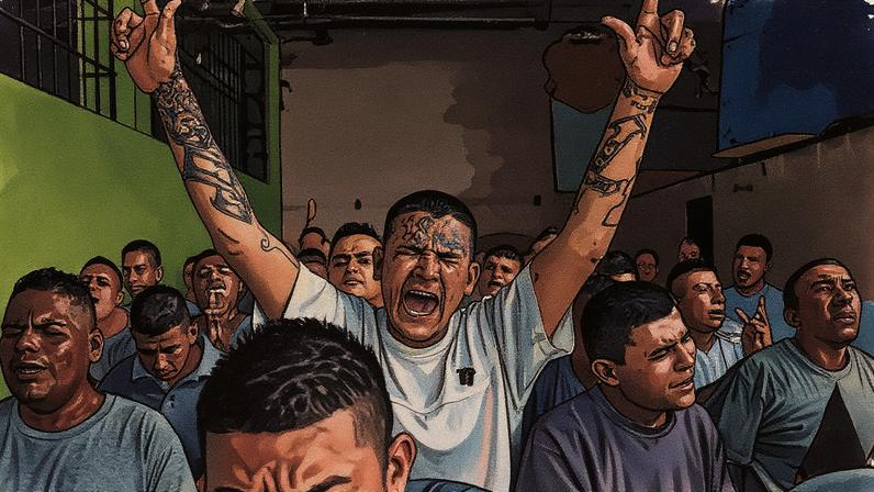 Detidos da pandilha Barrio 18 em El Salvador (Foto: Reprodução)