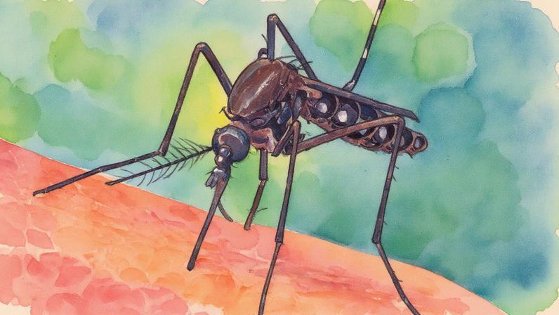 Fêmea de mosquito Aedes aegypti se prepara para picar o dedo de uma pessoa (Foto: Reprodução)