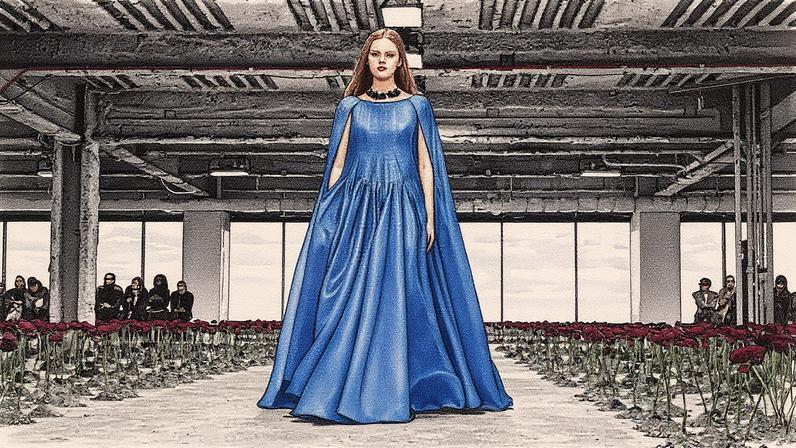 Modelo desfila na passarela durante o desfile de Carolina Herrera para a coleção outono/inverno 2025 em Nova York (Foto: Reprodução)