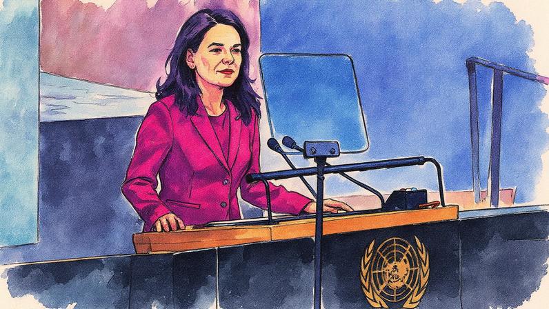 Ministra Annalena Baerbock discursa durante a 80ª Assembleia-Geral da ONU em Nova York (Foto: Reprodução)