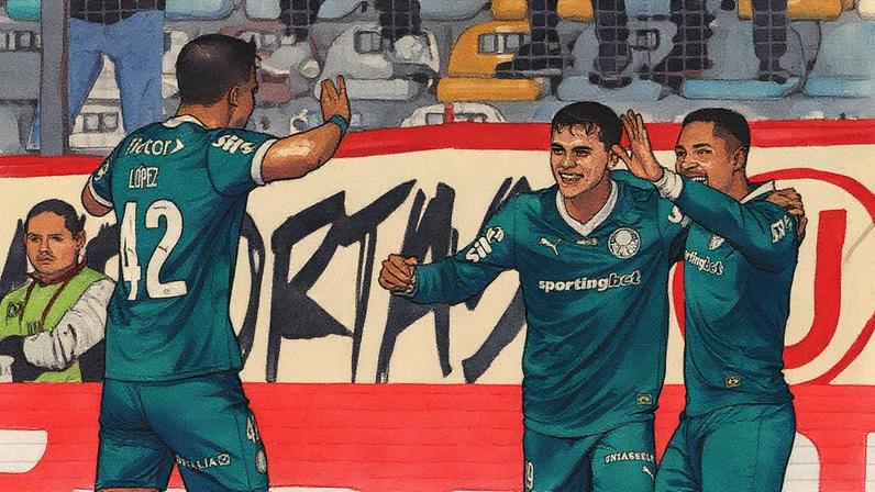 Palmeiras entra em campo para partida da Libertadores (Foto: Reprodução)