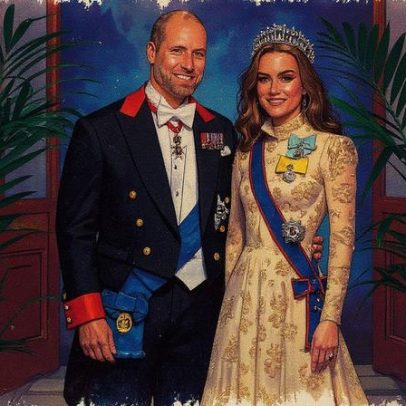 Kate Middleton brilha em renda dourada durante banquete de estado com Trump