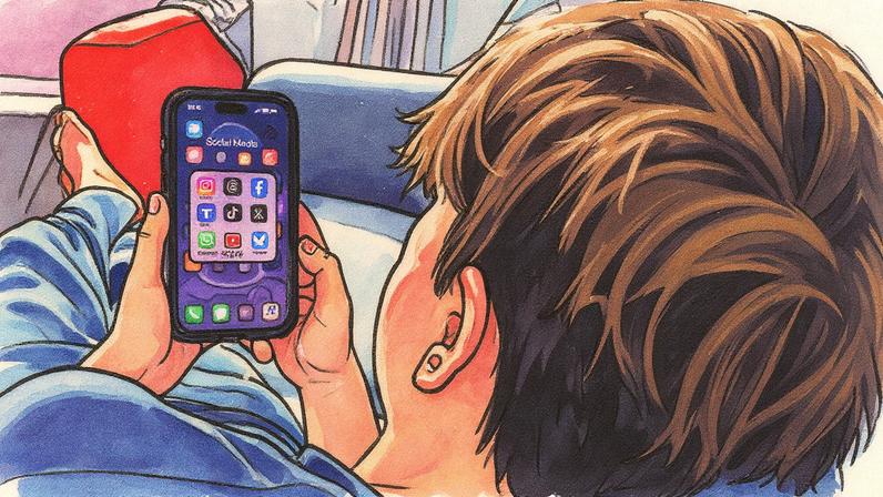 Garoto observa aplicativos em um celular (Foto: Reprodução)