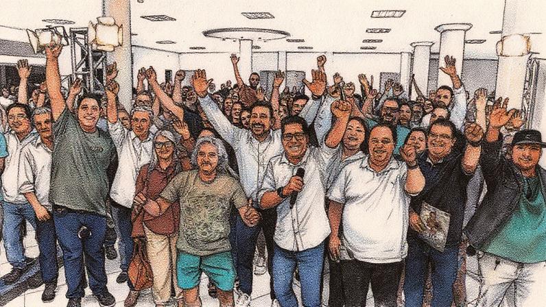 Marcelo Santos durante prestação de contas com a presença de cerca de 450 pessoas no Sul do ES (Foto: Reprodução)