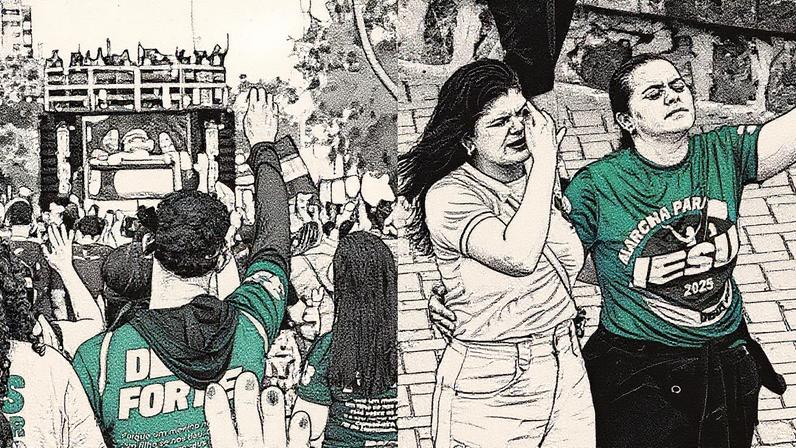 Participantes caminham pela orla da Praia de Boa Viagem (Foto: Reprodução)