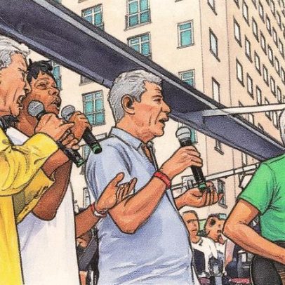 Chico, Caetano e Gil se unem em ato político histórico na praia de Copacabana