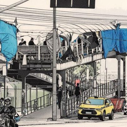 Motociclistas e camelôs ocupam passarelas de vias expressas no Rio de Janeiro