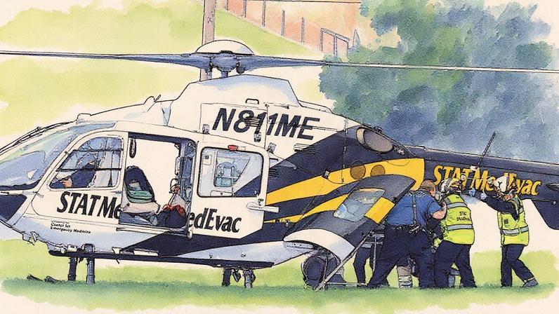 Pessoal ferido sendo resgatado por helicóptero de evacuação médica (Foto: Reprodução)