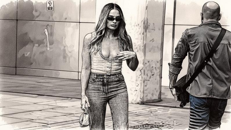 Margot Robbie em um evento público (Foto: Reprodução)